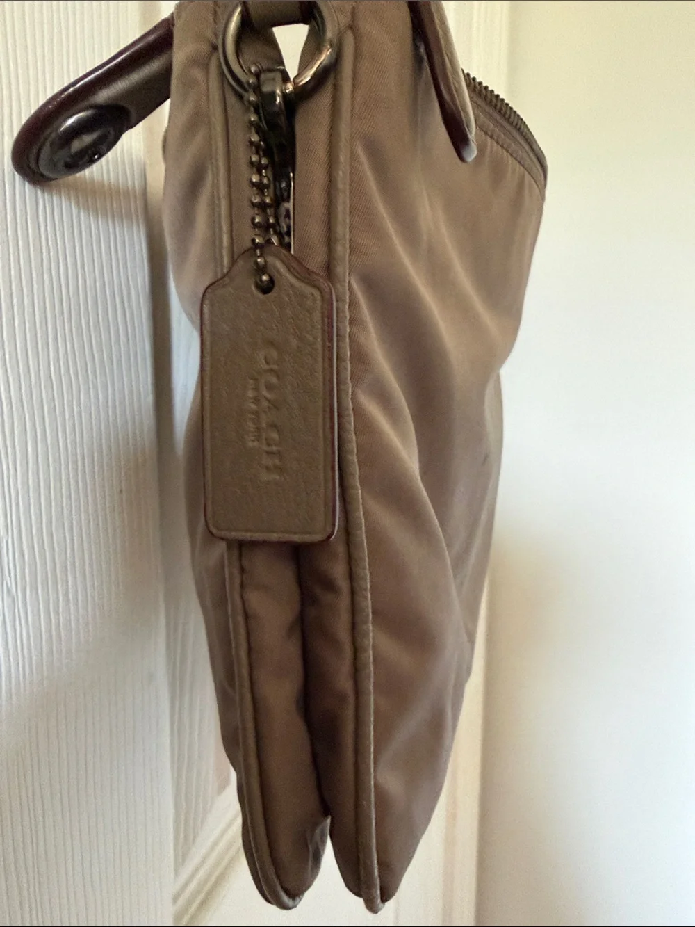COACH Taupe/Nude Nylon Crossbody Shoulder Bag
